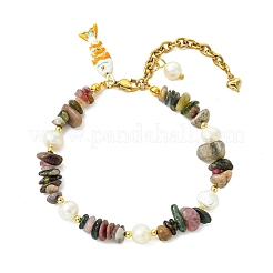 Armbänder mit Fischanhängern aus Messing und Emaille&nbsp;BJEW-JB14062-03