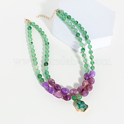 Пластиковые бусины нерегулярные подвески двухслойные ожерелья для женщин FS-WG0EC0F-01