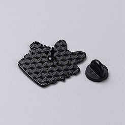 鉢植えのエナメルピン  バックパックの服用の黒の合金ブローチ  犬  30x27x1.5mm&nbsp;JEWB-CJC0010-004A