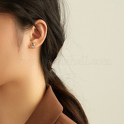 ロジウムメッキスターリングシルバースタッドピアス  地上外  プラチナ  7.5x6x2mm  ピン：0.9mm&nbsp;EJEW-BB67165-P