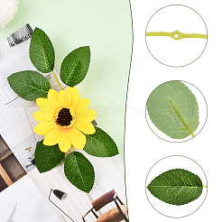 50 шт. искусственные листья розы из пластика и ткани со стеблями&nbsp;AJEW-SP0003-82