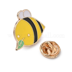 Épingles en émail représentant des abeilles avec des feuilles&nbsp;JEWB-B029-02D