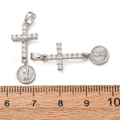 Colgantes religiosos de latón con pavé de circonitas cúbicas transparentes&nbsp;CU-CBA40F6-01P