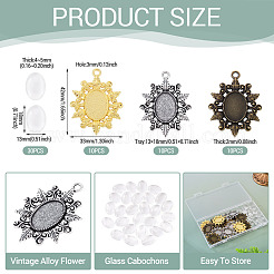 30 pz 3 colori ciondolo in lega stile tibetano vintage fiore cabochon castone impostazioni&nbsp;TIBEP-TA0001-47