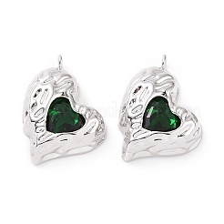 Латунные микро-паве зеленые кубические циркониевые подвески&nbsp;KK-E068-VC453