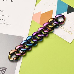 手作りのUVメッキアクリルカーブチェーン  ツイストチェーン  虹色  リンク：31x29x6mm  約39.37インチ（1m）/連&nbsp;AJEW-JB00774-03