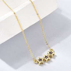 Colliers pendentifs triple étoile en laiton et verre&nbsp;KK-CBAB173-03G-07