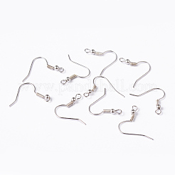 シルバーカラーメッキ真鍮ピアスフック  水平ループ付き  17~19x16~18mm  穴：2mm  ピン：0.8mm&nbsp;X-EC135Y-S