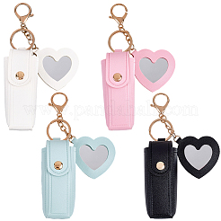 4 шт. 4-цветный брелок-подставка для помады из искусственной кожи в форме сердца&nbsp;KEYC-CL0001-35