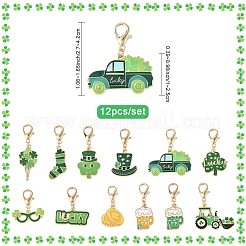 12 Stück Anhänger aus Emaille zum St. Patrick's Day&nbsp;HJEW-YW00433