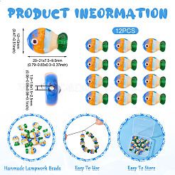 12шт ручной работы бусины лэмпворк&nbsp;LAMP-TA0001-74A