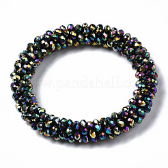 Braccialetti elasticizzati con perle di vetro placcato sfaccettato&nbsp;BJEW-S144-002G-03