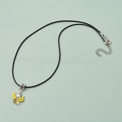 Ожерелья с подвесками в виде ангела из стеклянных бусин и стеклянного жемчуга&nbsp;NJEW-MZ00056-02