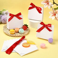 Scatole di caramelle per matrimonio in cartone bianco con nastro&nbsp;CON-FZC0002-002D