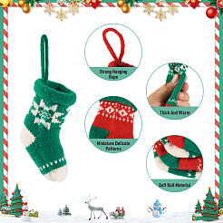 4 pièce 4 styles de décorations suspendues de chaussettes de Noël en polyester&nbsp;AJEW-TA0003-29A