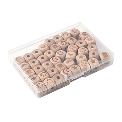 42 шт. 7-х видов гравированных буковых бусин WOOD-FS0001-53