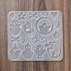 子猫のイヤリングペンダント DIY シリコン型  レジン型  UVレジン用  エポキシ樹脂工芸品作り  122x134x4.5mm  内径：14.5~45x9~45mm  穴：2mm&nbsp;X1-DIY-Q033-08A