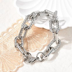 304ステンレススチールアズキチェーンブレスレット女性男性用  ステンレス鋼色  8-7/8インチ（22.5cm）&nbsp;BJEW-F488-67P