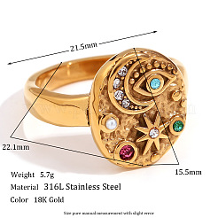 Anelli in acciaio inossidabile 304 con strass&nbsp;WG3D517-02