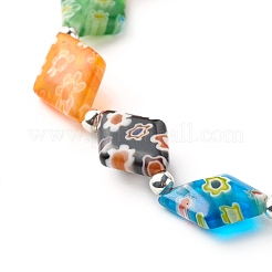 Bracelet extensible de perles de lampwork millefiori faites à la main pour cadeau de femme adolescente&nbsp;BJEW-JB06847-05