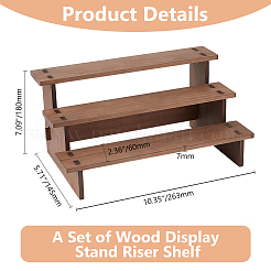 3-ярусный деревянный органайзер для ювелирных изделий с подставками для витрины ODIS-WH0058-19B
