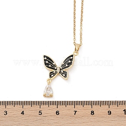 Бабочка латунный микропаве кубический цирконий кулон ожерелья для женщин NJEW-C076-03G