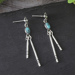 Серьги-гвоздики из сплава и синтетической бирюзы&nbsp;FS-WG2C5AC-01