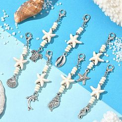 7 шт. подвеска из синтетической бирюзы с морской тематикой&nbsp;HJEW-JM03428