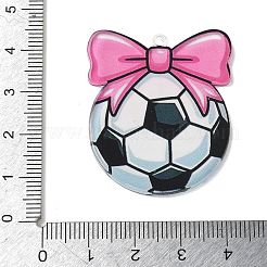 印刷されたアクリルパーツ  蝶結びのチャーム付きサッカーボール  カラフル  38x32.5x2mm&nbsp;OACR-T032-01D