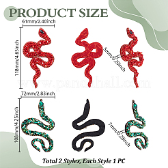 2 шт. 2-х стилевая нашивка из полиэстера с вышивкой на ткани со змеей&nbsp;PATC-GA0001-87