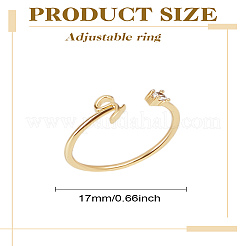 1 шт. латунные манжеты с буквами и стразами для женщин&nbsp;AJEW-LP0004-47S-G