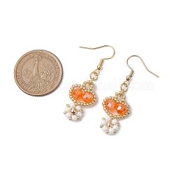 Серьги-подвески из стеклянных бусин ручной работы EJEW-MZ00244-04