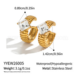 Orecchini a cerchio da donna in acciaio inossidabile 304 con pavé di zirconi cubici.&nbsp;QV5196-3