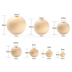1000шт 7 размера натуральные необработанные деревянные бусины WOOD-ZZ0001-01