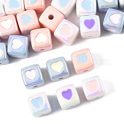 28шт 7 цвета непрозрачные акриловые эмалевые бусины ACRC-FS0001-03