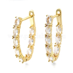 Латунные серьги-кольца из прозрачного кубического циркония EJEW-Z121-11G