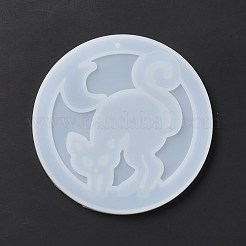 DIY猫ペンダントシリコンモールド  レジン型  UVレジン  エポキシ樹脂工芸品作り  ハロウィンモチーフ  ラウンド  ホワイト  104x7mm  穴：2.8mm&nbsp;DIY-E049-05