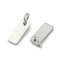 304ステンレススチールチャーム  空白タグのスタンプ  長方形  ステンレス鋼色  11x4x1mm  丸カン：5x1ミリ  3mm内径&nbsp;STAS-B124-01D-P