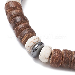 Браслеты из натуральных кокосовых и синтетических бирюзовых бусин для мужчин и женщин BJEW-JB12498-02