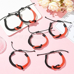 6 bracelet en cordon de polyester ciré.&nbsp;BJEW-YW00018-01