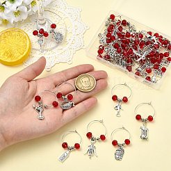 20スタイルのガラスワイングラスチャーム40個。  合金チャーム  真鍮ワイングラスチャームリング  ミックスカラー  46~68mm  2個/スタイル&nbsp;AJEW-CJ00015