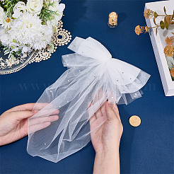 1 шт. полиэстеровая свадебная фата с бантом&nbsp;AJEW-CY0001-83