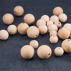 Perles rondes en bois non fini&nbsp;WOOD-PH0004-02-NF