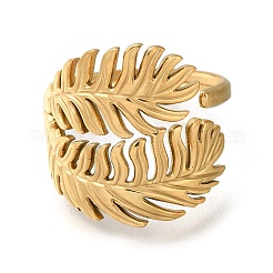 Кольцо-манжета из нержавеющей стали 304 с перьями для женщин&nbsp;RJEW-F161-02G-27