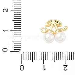 Подвески-коннекторы из латуни с микропаве из кубического циркония и АБС-пластика с имитацией жемчужно-белой вишни&nbsp;KK-I276-56G-02