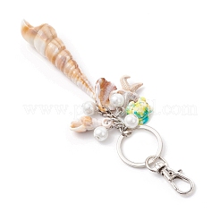 3 шт. брелок из непрозрачной акриловой имитации ракушки и синтетической бирюзы&nbsp;KEYC-JKC01337
