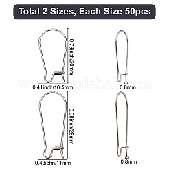 100 шт. 2 стиля фурнитуры для сережек-колец из нержавеющей стали 304 STAS-CN0001-04