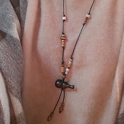 Colliers pour femmes avec pendentif en calebasse en bois&nbsp;WGF2CB3-01