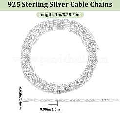 Антикоррозийная цепочка Figaro из 1-х серебряных звеньев с родиевым покрытием длиной 925 м STER-BBC0005-86