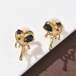 Серьги-клипсы из латунного микропаве из циркония EJEW-K286-11G